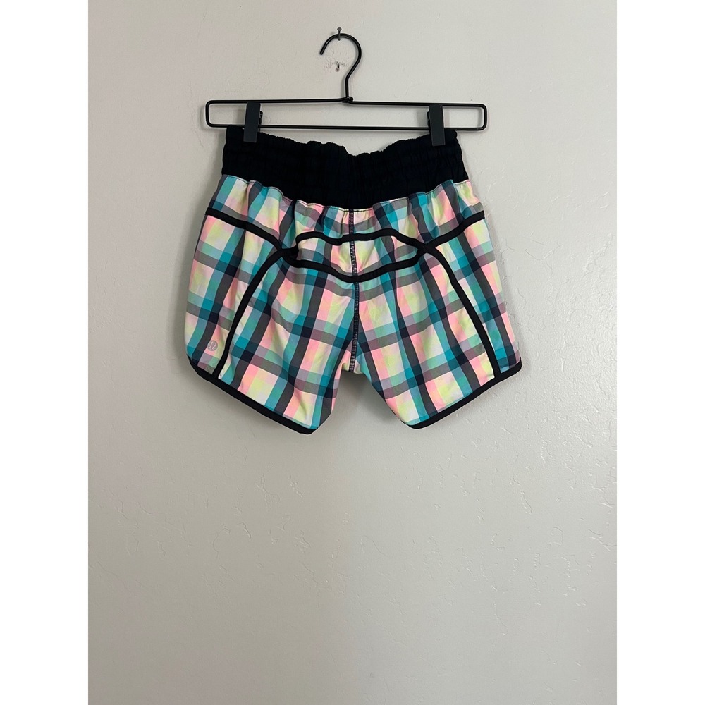 Lululemon Run Speed Short Rainbow Plaid Multi Color‎ Check Running Shorts Size 6